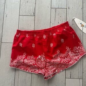Red Paisley Women's Sleep Shorts